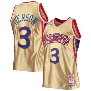 Versátil Resistente Moderno Allen Iverson Philadelphia 76ers 75th Anniversary 1996/97 Hardwood Classics Swingman Jersey Gold