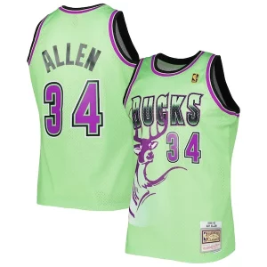 Lujoso Delicioso Genial Ray Allen Milwaukee Bucks 1996 97 Hardwood Classics Reload 3.0 Swingman Jersey Green