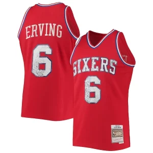 Genial Increíble Cool Julius Erving Philadelphia 76ers 1982/83 Hardwood Classics NBA 75th Anniversary Diamond Swingman Jersey Red