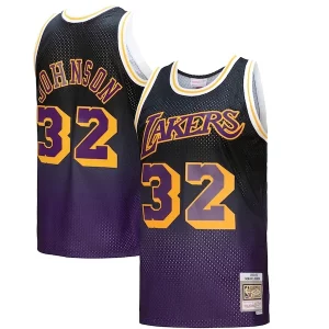 Lujoso Maravilloso Bonito Magic Johnson Los Angeles Lakers 1984/85 Hardwood Classics Fadeaway Swingman Player Jersey Purple/Black/Gold