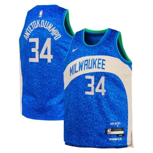 Práctico Giannis Antetokounmpo Milwaukee Bucks Nike Youth Swingman Replica Jersey City Edition Royal