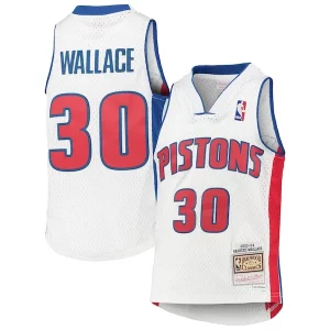 Clásico Fácil de llevar Rasheed Wallace Detroit Pistons Youth 2003/04 Hardwood Classics Swingman Jersey White