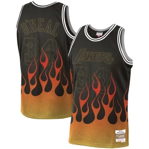Bonito Chulo Shaquille O'Neal Los Angeles Lakers 1996 97 Hardwood Classics Flames Swingman Jersey Black