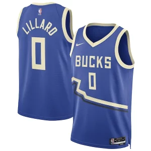 Práctico Fantástico Estupendo Damian Lillard Milwaukee Bucks Nike Unisex 2024/25 Swingman Player Jersey City Edition Royal