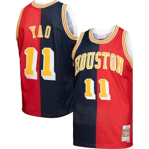 Versátil Sofisticado Yao Ming Houston Rockets Hardwood Classics 2004/05 Split Swingman Jersey Navy/Red
