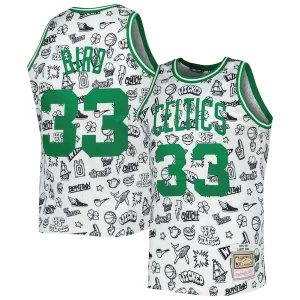Comodo Perfecto Fácil de llevar Larry Bird Boston Celtics 1985/86 Hardwood Classics Doodle Swingman Jersey White
