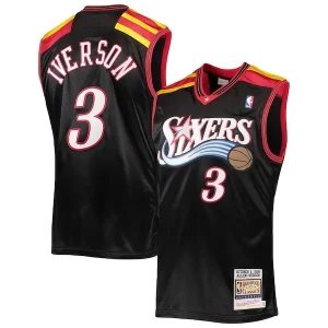 Ideal Original Allen Iverson Philadelphia 76ers 2006 Hardwood Classics Authentic Jersey Black/Red/White