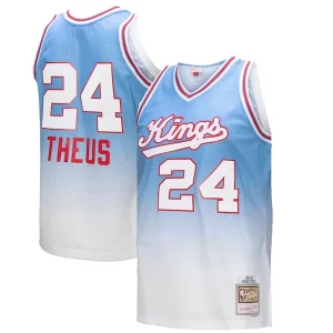 Encantador Reggie Theus Sacramento Kings 1985/86 Hardwood Classics Fadeaway Swingman Player Jersey White/Light Blue