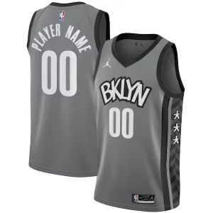 Cool Brooklyn Nets Jordan Brand Swingman Custom Jersey Statement Edition Gray