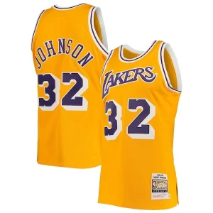 Maravilloso Magic Johnson Los Angeles Lakers 1984/85 Hardwood Classics Authentic Jersey Gold/Purple