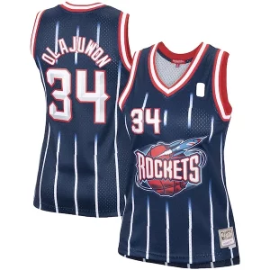 Magnífico Fantástico Hermoso Hakeem Olajuwon Houston Rockets Women's Hardwood Classics Swingman Jersey Navy/Red