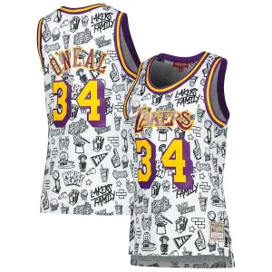 Robusto Sofisticado Delicioso Shaquille O'Neal Los Angeles Lakers Women's 1996 Doodle Swingman Jersey White
