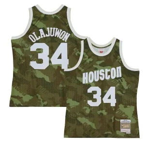 Delicioso Encantador Hakeem Olajuwon Houston Rockets Hardwood Classics 1993/94 Ghost Green Swingman Jersey Camo