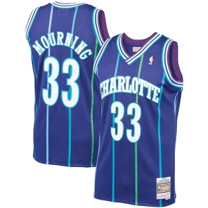 Lujoso Alonzo Mourning Charlotte Hornets 1994/95 Hardwood Classics Swingman Jersey Purple