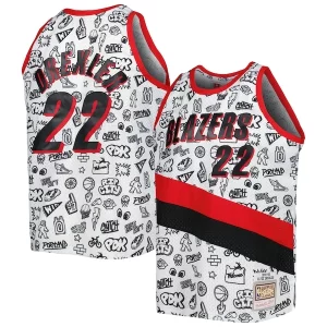 Perfecto Atractivo Versátil Clyde Drexler Portland Trail Blazers 1991/92 Hardwood Classics Doodle Swingman Player Jersey White