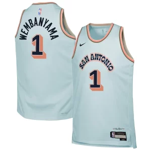 Clásico Victor Wembanyama San Antonio Spurs Nike Youth 2024/25 Swingman Player Jersey City Edition Light Blue