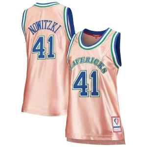 Perfecto Ideal Fácil de llevar Dirk Nowitzki Dallas Mavericks Women's 75th Anniversary Rose Gold 1998 Swingman Jersey Pink