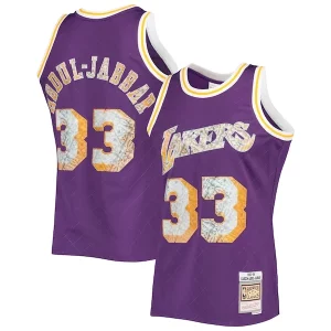 Atractivo Kareem Abdul Jabbar Los Angeles Lakers 1996 97 Hardwood Classics NBA 75th Anniversary Diamond Swingman Jersey Purple
