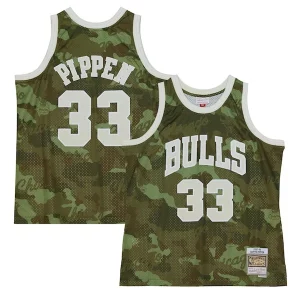 Genial Chulo Increíble Scottie Pippen Chicago Bulls Hardwood Classics 1997/98 Ghost Green Swingman Jersey Camo