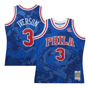Fantástico Ideal Cool Allen Iverson Philadelphia 76ers 1996/97 Hardwood Classics Asian Heritage 6.0 Swingman Throwback Player Jersey Royal