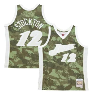 Perfecto Hermoso John Stockton Utah Jazz Hardwood Classics 1998/99 Ghost Green Swingman Jersey Camo