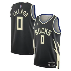 Original Damian Lillard Milwaukee Bucks Jordan Brand Unisex Swingman Player Jersey Statement Edition Black