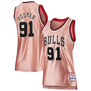 Duradero Lujoso Maravilloso Dennis Rodman Chicago Bulls Women's 75th Anniversary Rose Gold 1997 Swingman Jersey Pink