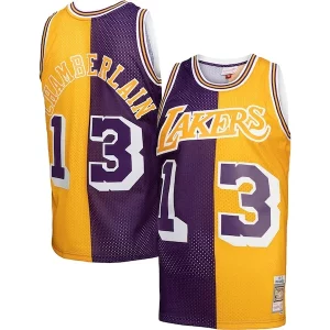 Exquisito Sofisticado Hermoso Wilt Chamberlain Los Angeles Lakers Hardwood Classics 1971/72 Split Swingman Jersey Purple/Gold