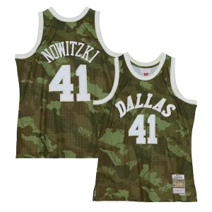 Original Versátil Dirk Nowitzki Dallas Mavericks Hardwood Classics 1998/99 Ghost Green Swingman Jersey Camo