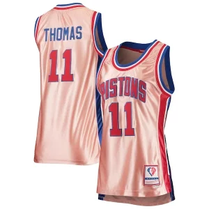 Original Chulo Isiah Thomas Detroit Pistons Women's 75th Anniversary Rose Gold 1982 Swingman Jersey Pink