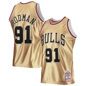 Exquisito Chulo Maravilloso Dennis Rodman Chicago Bulls 75th Anniversary 1997/98 Hardwood Classics Swingman Jersey Gold