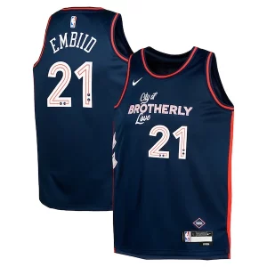 Único Delicioso Joel Embiid Philadelphia 76ers Nike Youth Swingman Replica Jersey City Edition Navy