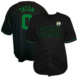 Resistente Jayson Tatum Boston Celtics Profile Big & Tall Name & Number Button Up Jersey Black