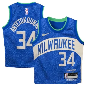 Comodo Fantástico Giannis Antetokounmpo Milwaukee Bucks Nike Toddler Swingman Replica Jersey City Edition Royal