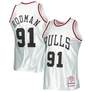 Original Exquisito Dennis Rodman Chicago Bulls 1997/98 Hardwood Classics 75th Anniversary Swingman Jersey Platinum