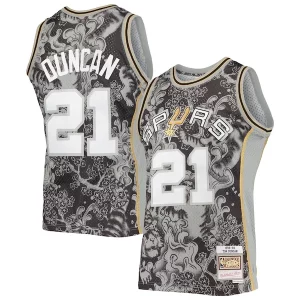 Único Comodo Lujoso Tim Duncan San Antonio Spurs Hardwood Classics 1998/99 Lunar New Year Swingman Jersey Black