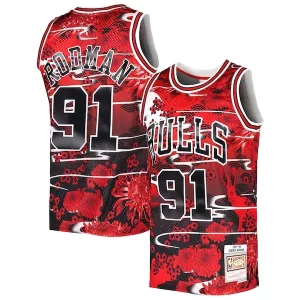 Moderno Práctico Dennis Rodman Chicago Bulls 1997/98 Hardwood Classics Lunar New Year Swingman Jersey Red