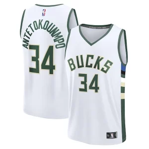 Ideal Genial Exquisito Giannis Antetokounmpo Milwaukee Bucks Fast Break Replica Player Jersey Association Edition White