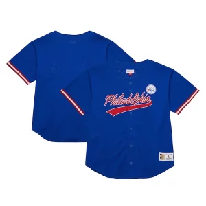 Duradero Único Philadelphia 76ers Hardwood Classics On The Clock Mesh Fashion Baseball Jersey Royal