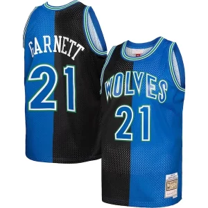 Comodo Clásico Magnífico Kevin Garnett Minnesota Timberwolves Hardwood Classics 1995/96 Split Swingman Jersey Black/Blue