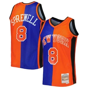 Atractivo Clásico Latrell Sprewell New York Knicks Hardwood Classics 1998/99 Split Swingman Jersey Blue/Orange