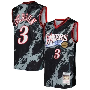 Delicioso Encantador Allen Iverson Philadelphia 76ers 2000/01 Hardwood Classics Marble Swingman Jersey Black
