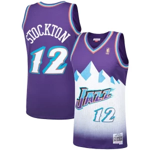 Clásico John Stockton Utah Jazz Hardwood Classics Swingman Jersey Purple