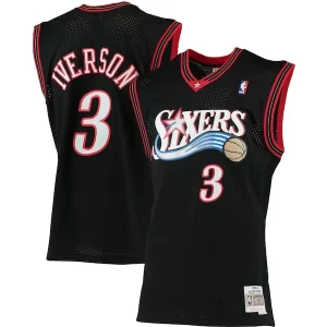 Ideal Sofisticado Cool Allen Iverson Philadelphia 76ers 2000/01 Big & Tall Hardwood Classics Swingman Jersey Black/Red/Royal/White