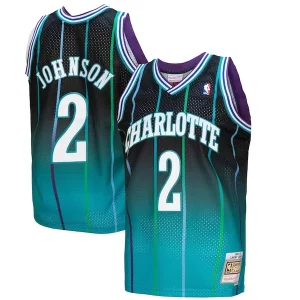 Moderno Perfecto Larry Johnson Charlotte Hornets 1992/93 Hardwood Classics Fadeaway Swingman Player Jersey Teal/Black