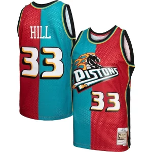 Ideal Grant Hill Detroit Pistons Hardwood Classics 1999/00 Split Swingman Jersey Teal/Red