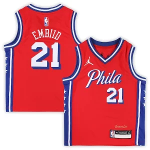 Clásico Joel Embiid Philadelphia 76ers Jordan Brand Preschool 2022/23 Replica Jersey Statement Edition Red